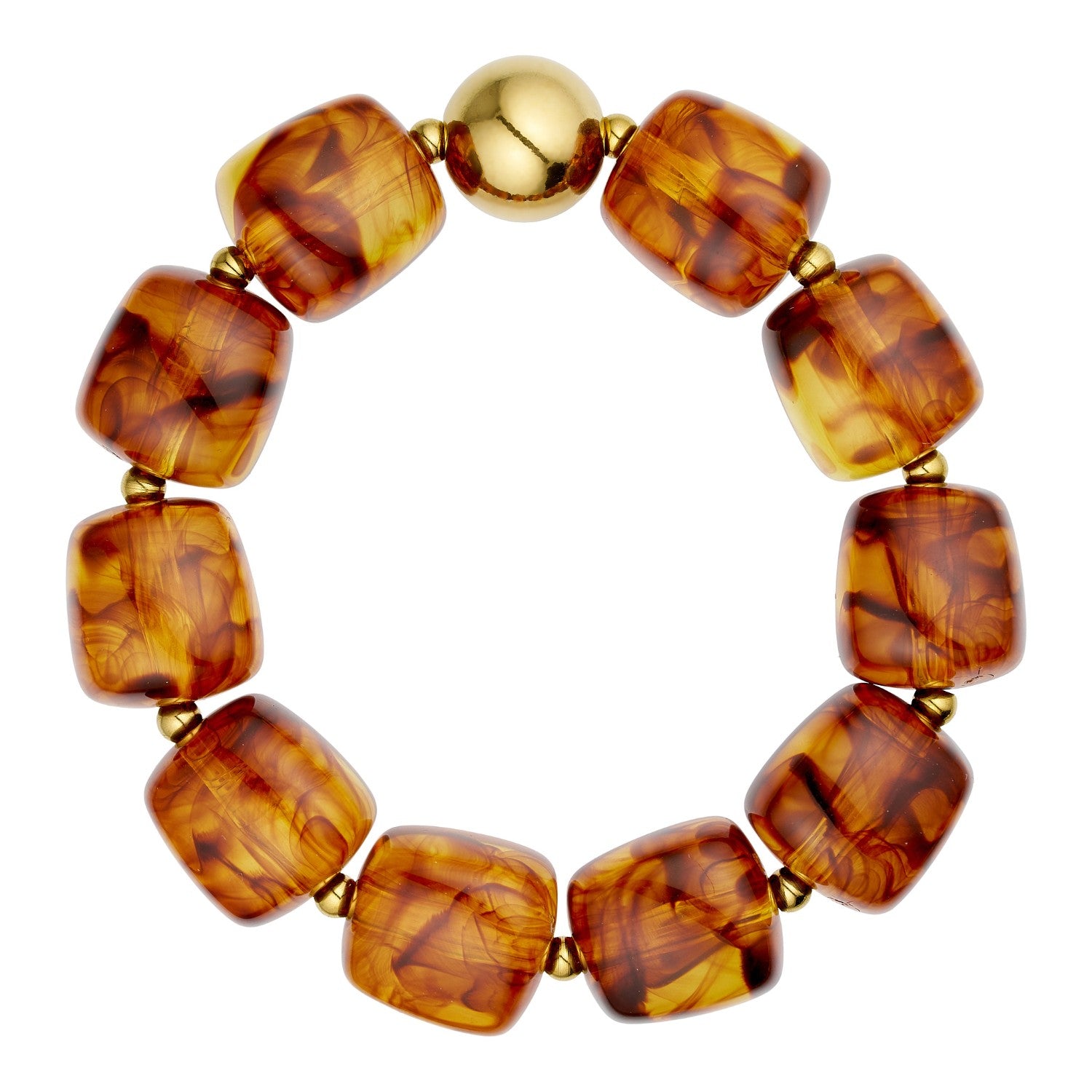 Amber Bracelet - 18K Gold Plated - Brown