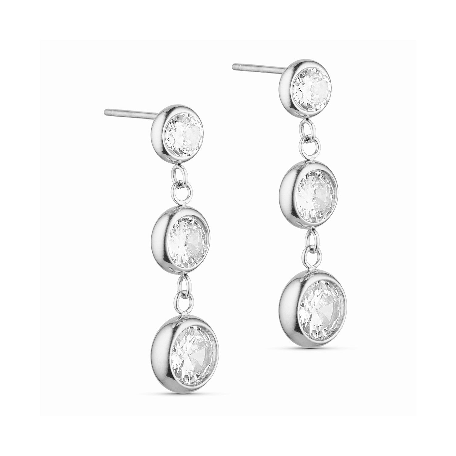 Stella Crystal Long Earrings - Silver-colored