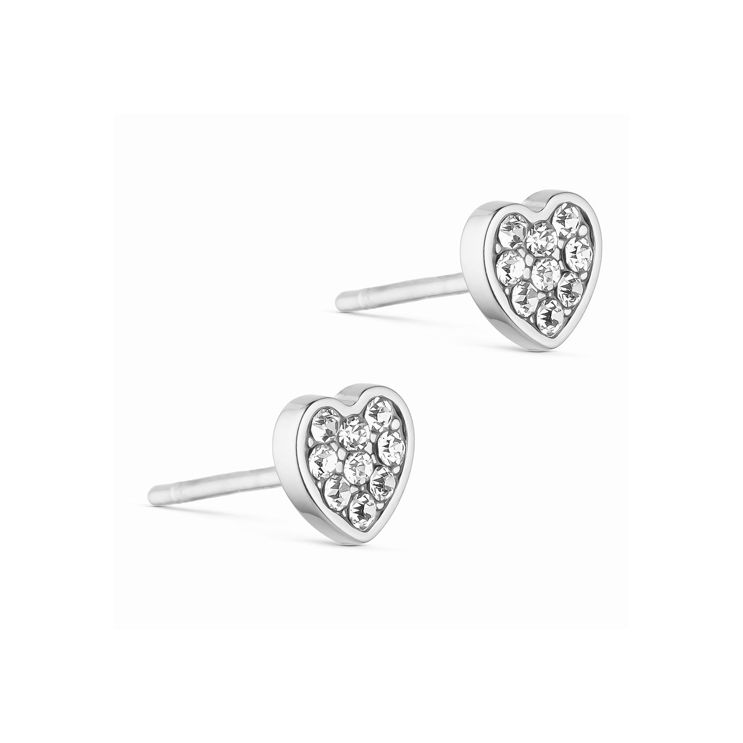 Heart Stud Earrings - Silver-colored