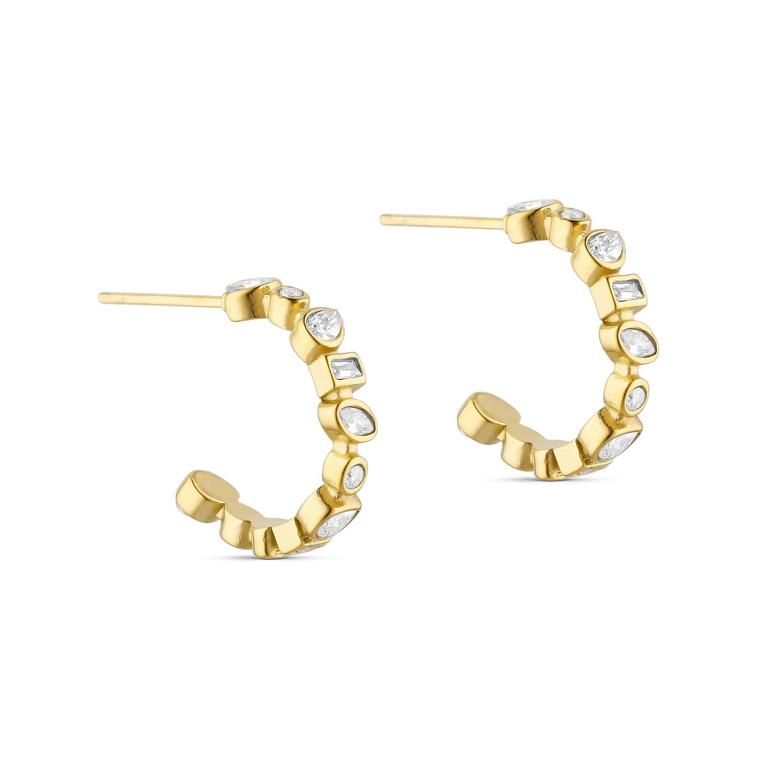 Stella Crystal Hoops - 18K gold-plated
