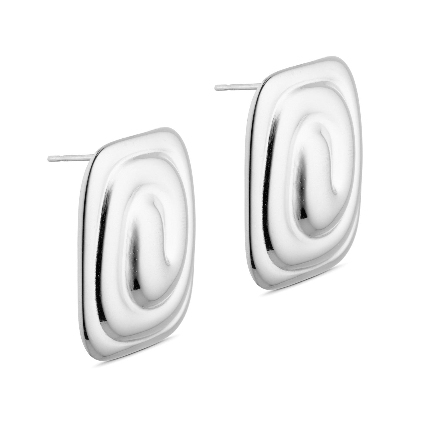 Downtown Square Earrings - Silver-coloured