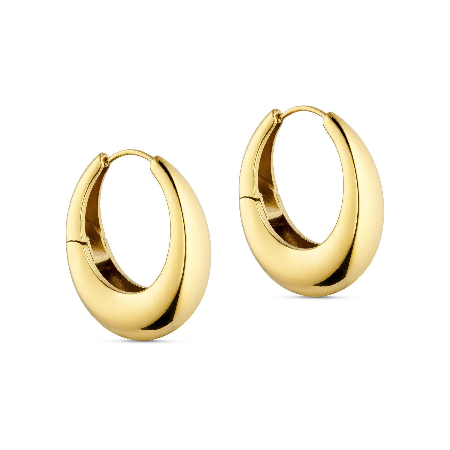 Bubble Elongated Hoops - 18K Gold Plated