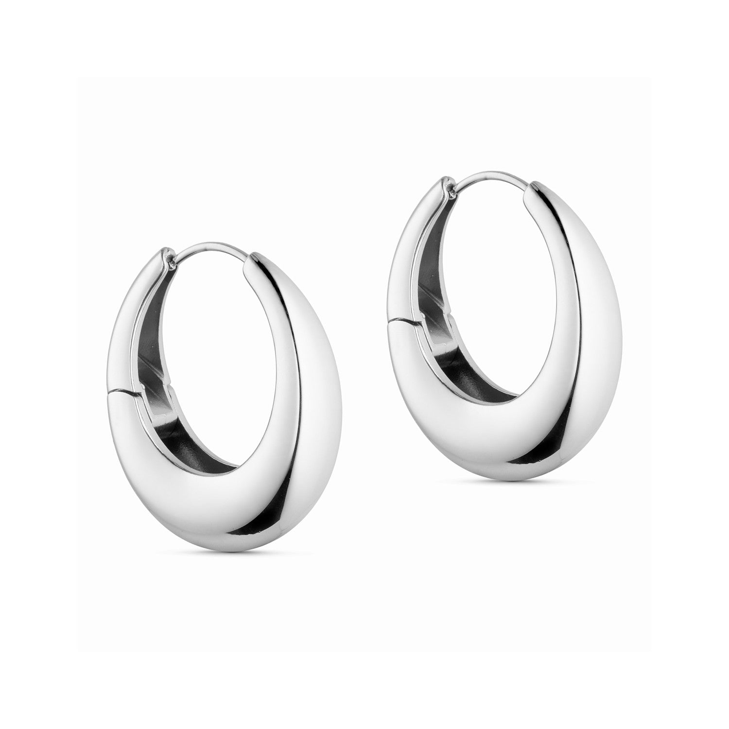 Bubble Oval Hoops - Silver-coloured