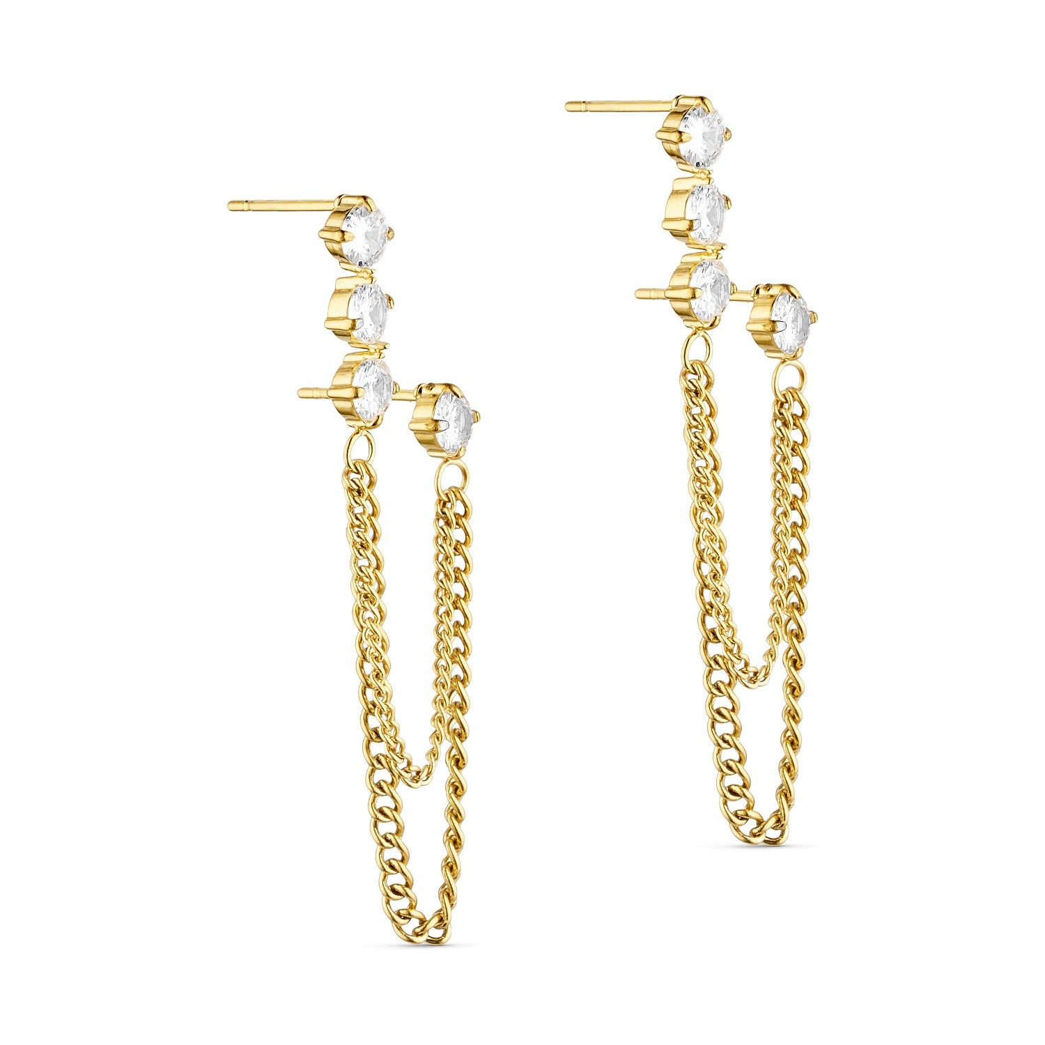 Sparkle Kettenohrringe – 18K vergoldet