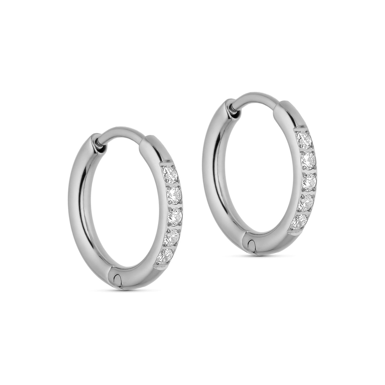 Petite Crystal Tiny Hoops (10 mm) - Silver-colored