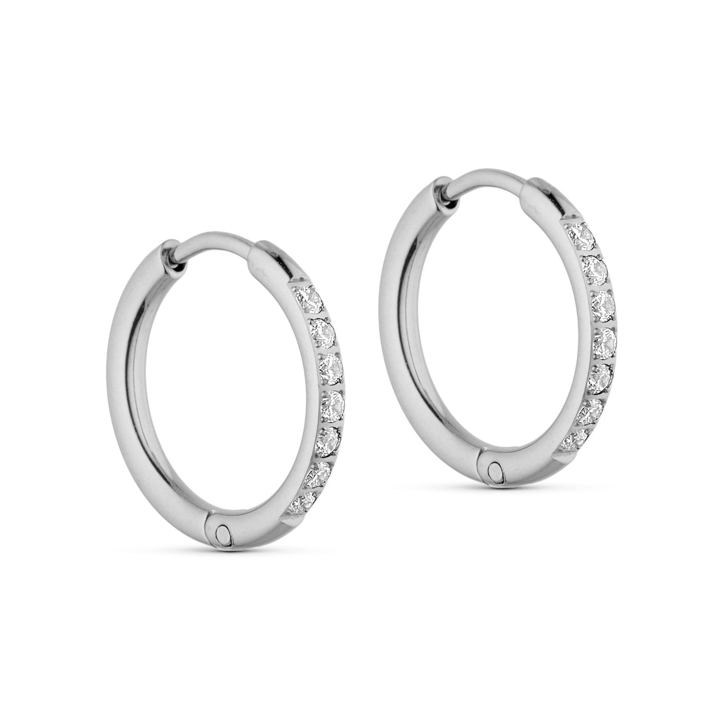 Petite Crystal Mini Hoops (12mm) - Silver-plated