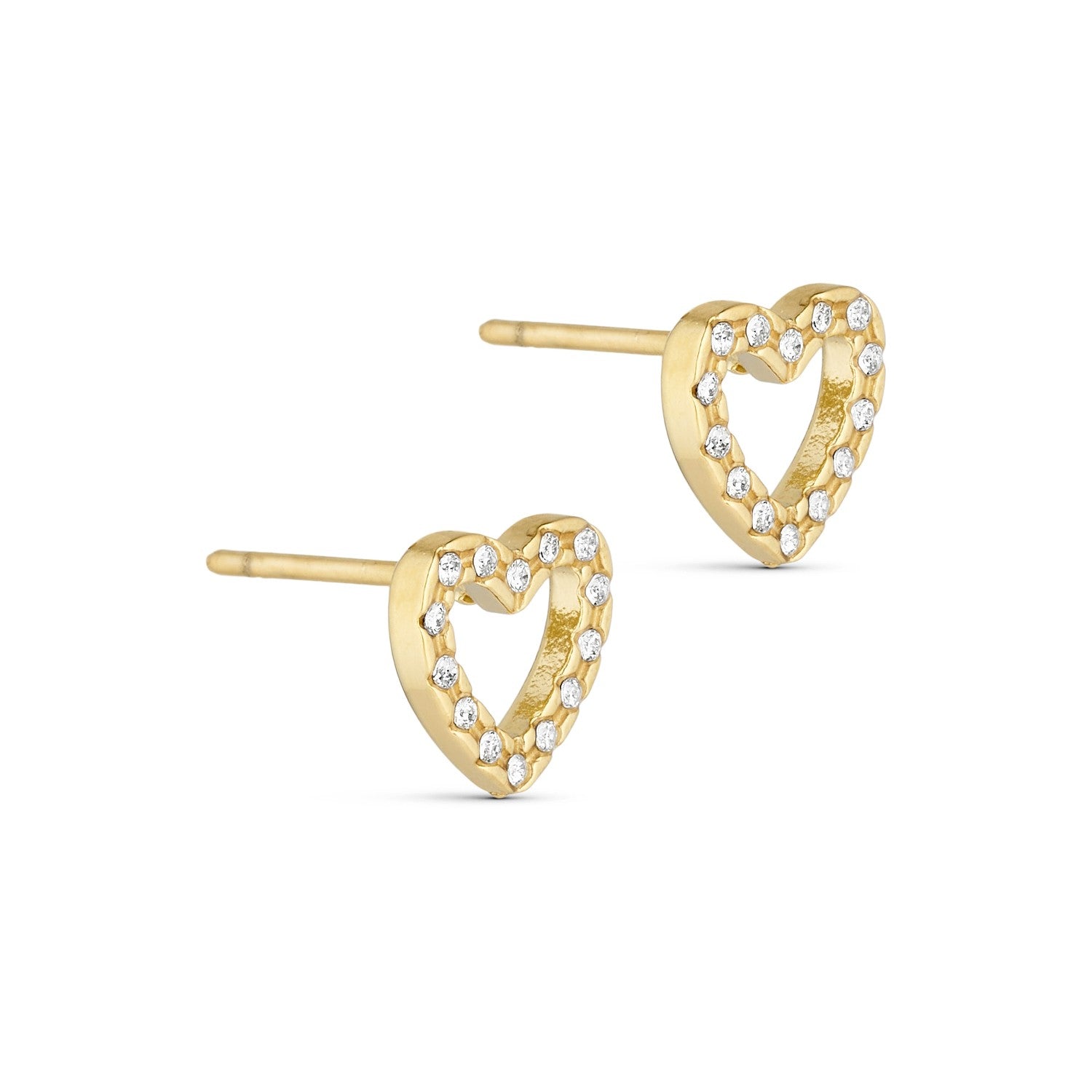 Heart Open Stud Earrings - 18K Gold Plated