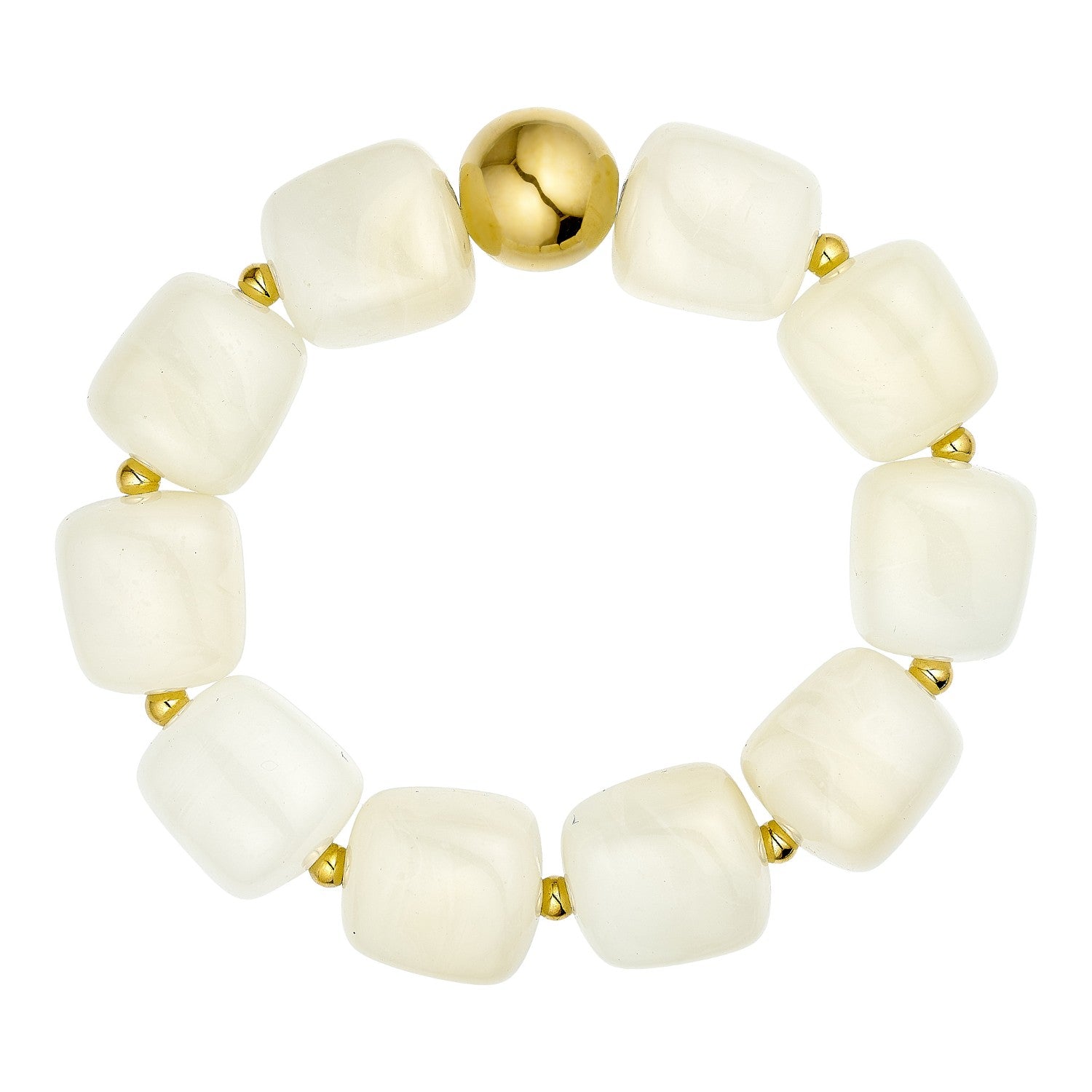 Bernsteinarmband – 18K vergoldet – Off-White