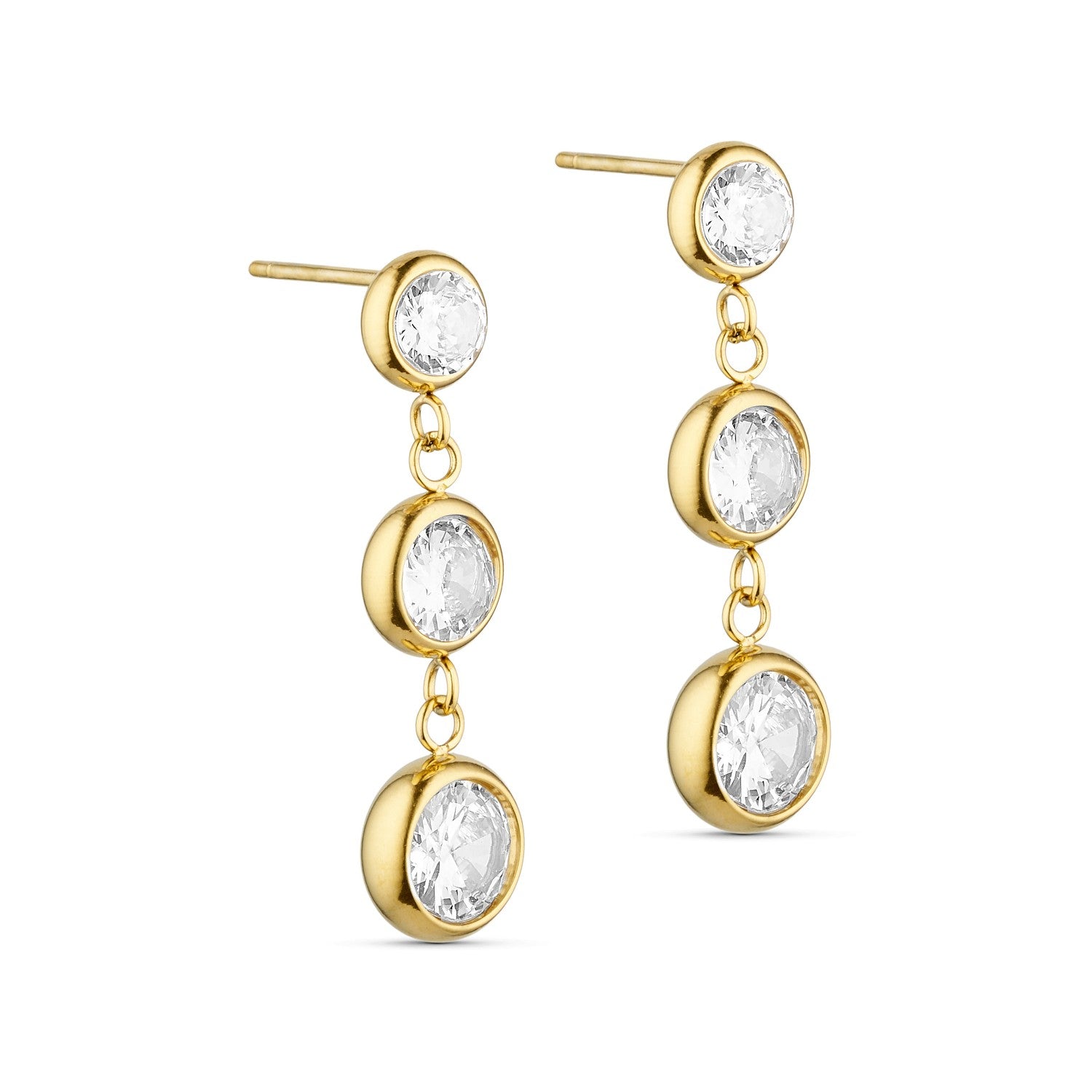 Stella Crystal Long Earrings - 18K Gold Plated
