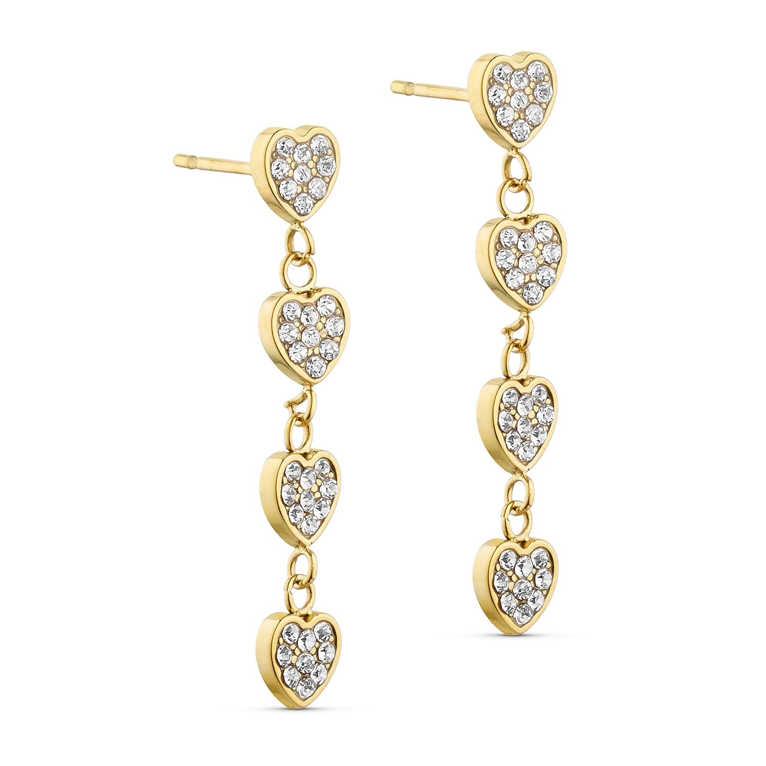 Heart Long Earrings - 18K gold-plated