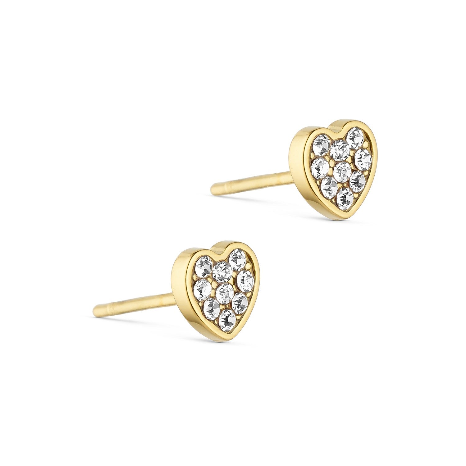 Heart Stud Earrings - 18K Gold Plated