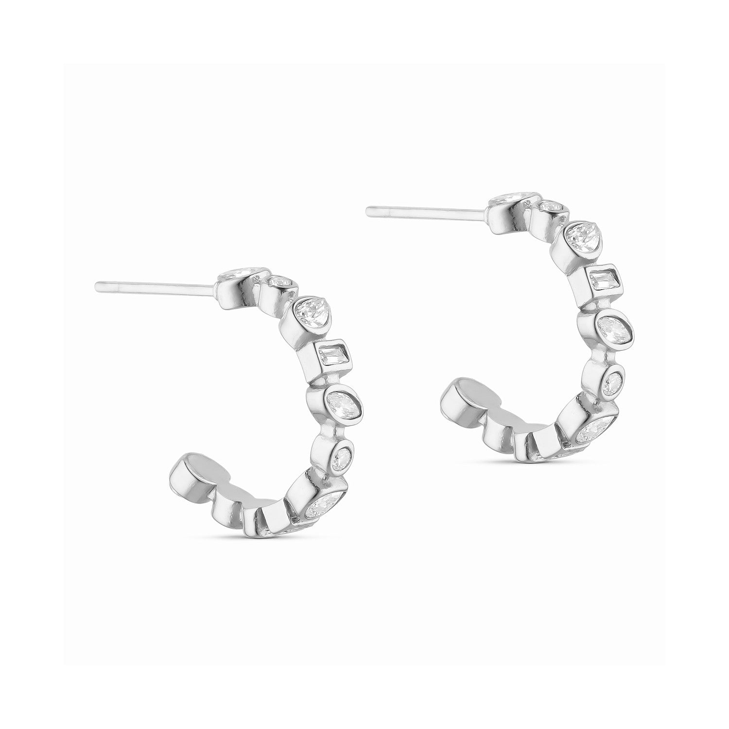Stella Crystal Hoops - Silver-coloured