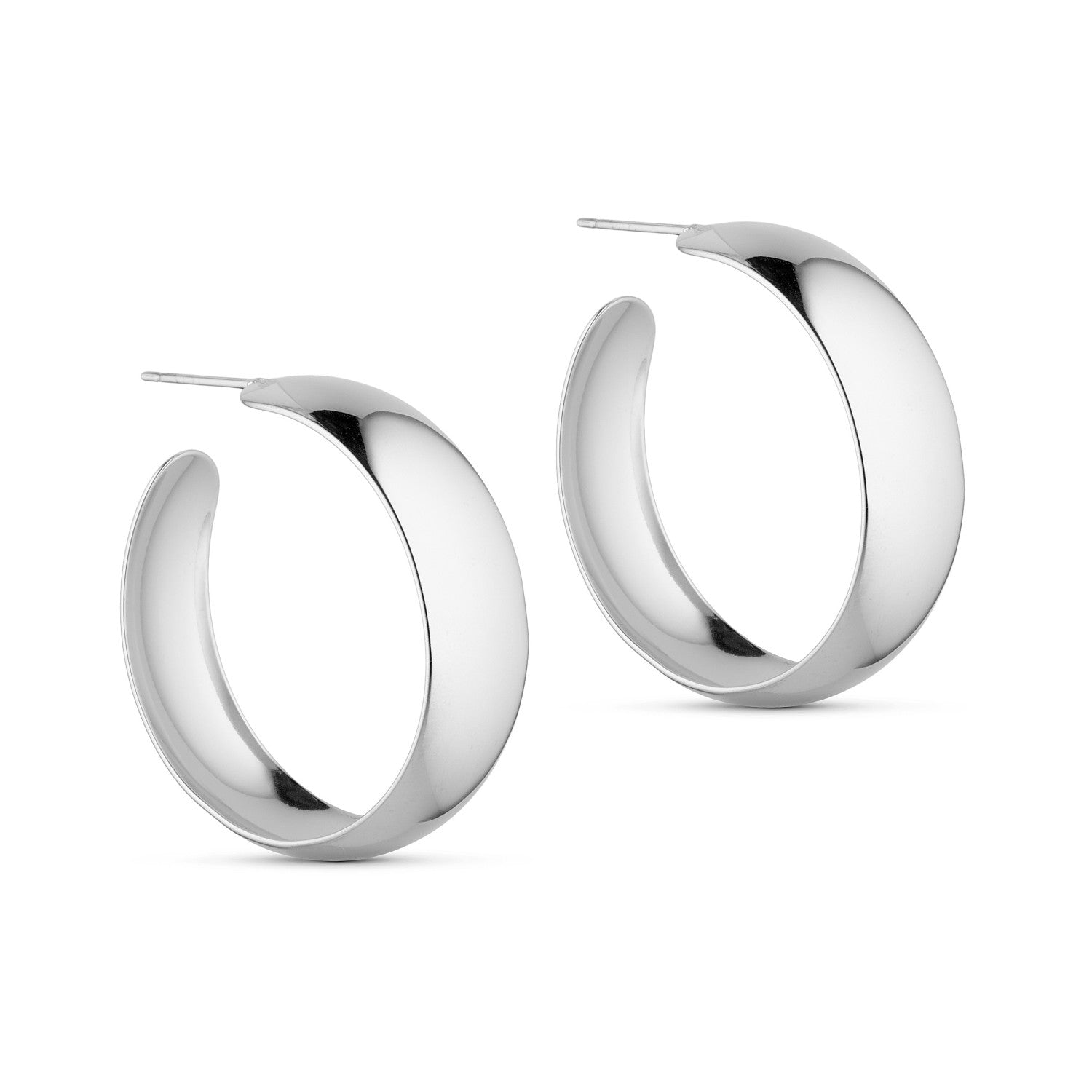 Chunky Classic Hoops - Silver-colored