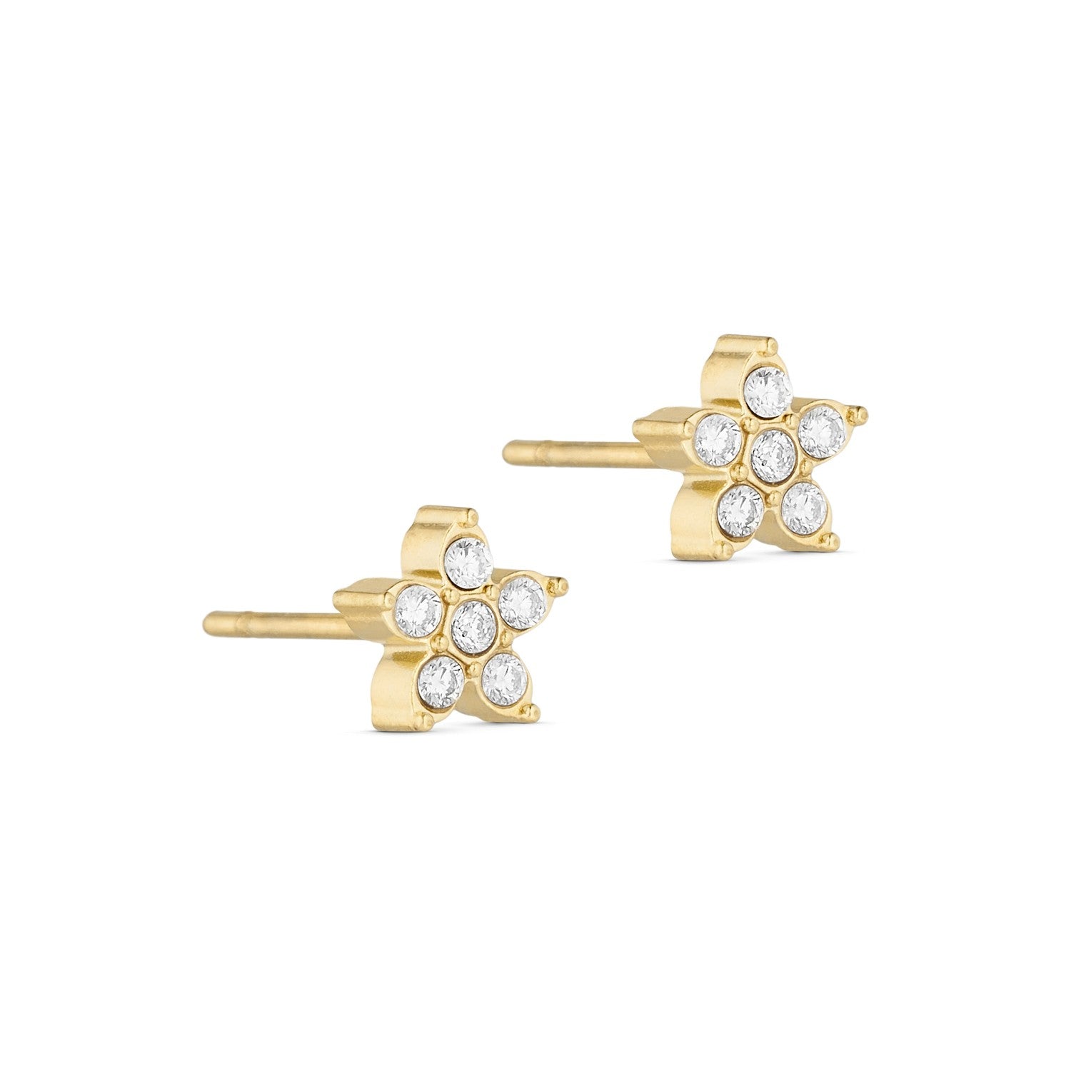 Flower Crystal Studs - 18K Gold Plated